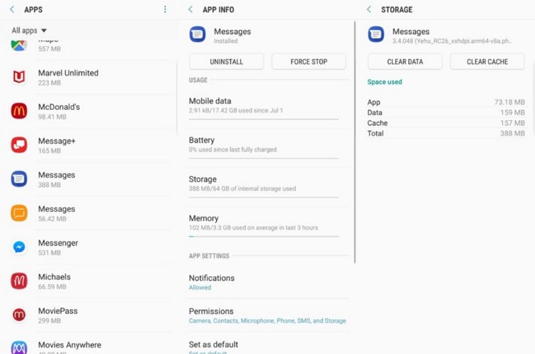 clear messages data to fix mms problems on android