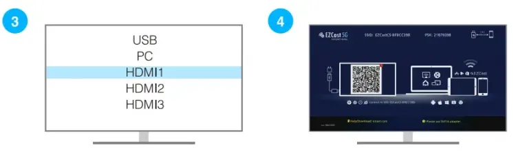 EZCast2 무선 디스플레이 수신기 - 연결