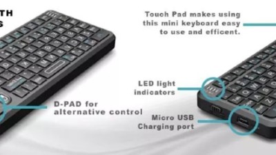 Rii X1 2.4GHz 미니 무선 키보드, 안드로이드 TV 박스/PC/노트북 용 터치 패드가 있는 영어/ES/FR 키보드