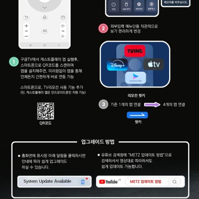넥스 METZ GS43G 43인치 4K UHD TV 스마트TV 구글TV 넥스디지탈 넥스티비 (스탠드형/자가설치)